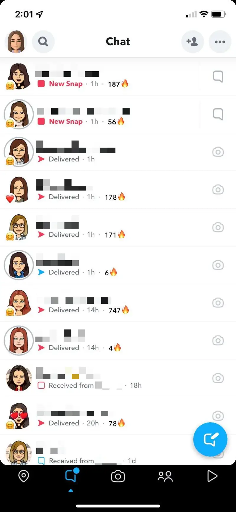 Snapchat Streaks Interface